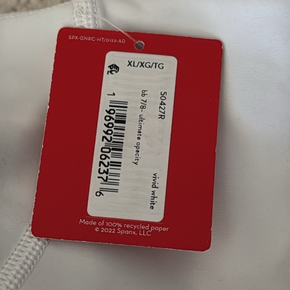 NEW Spanx XL Booty Boost 7/8 Ultimate Opacity Athletic Leggings Vivid White - Picture 4 of 6